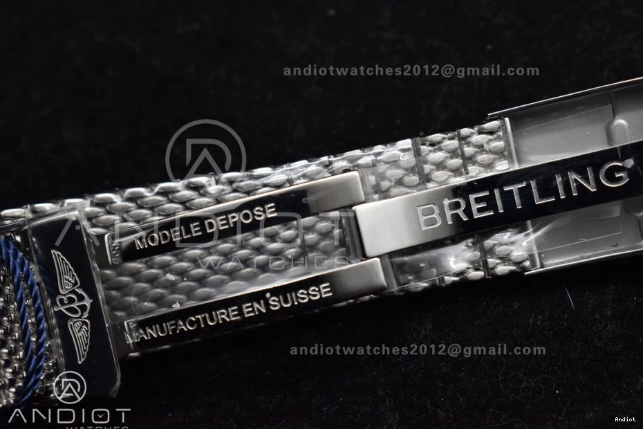 SS II White SuperOcean Blue Ceramic Bezel 42mm on SS Mesh A2824 Dial BLSF Bracelet Heritage 1115